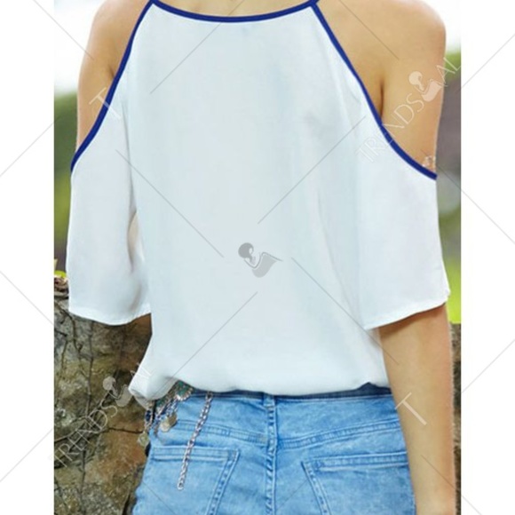 Stylish White Spaghetti Strap Off The Shoulder Vin - Picture 2 of 2